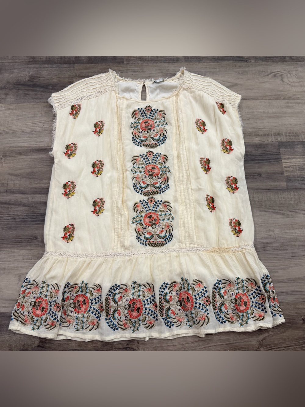 Sundance Embroidered Floral Boho Tunic Top